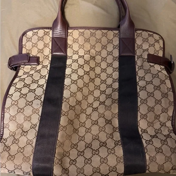Gucci Tan and Brown Monogram Briefcase - Picture 2 of 4
